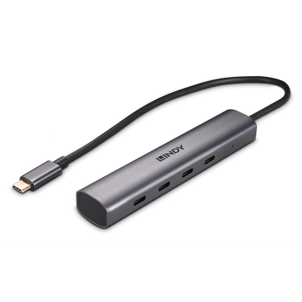 Lindy 43384 Hub De 4 Puertos Usb Tipo C 10000 Mbit/S Gris
