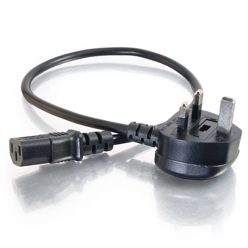 C2g Universal Power Cord Cable De Alimentación Bs 1363 (M) A Power Iec 60320 C13 2 M Moldeado Negro