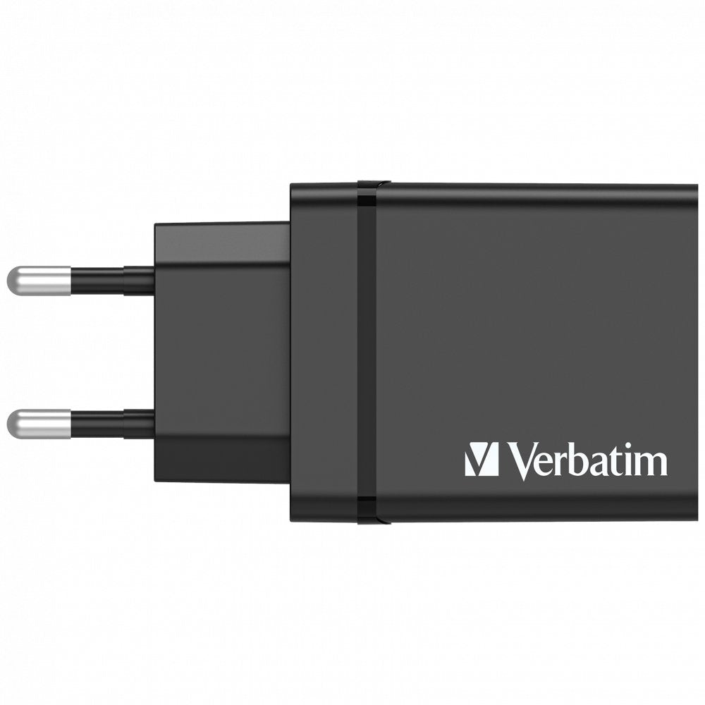 Verbatim Cargador Chr-30eu1, 30w, Gan, Negro 2x Usb-A, 1x Usb-A Qc, 1x Usb-C Pd