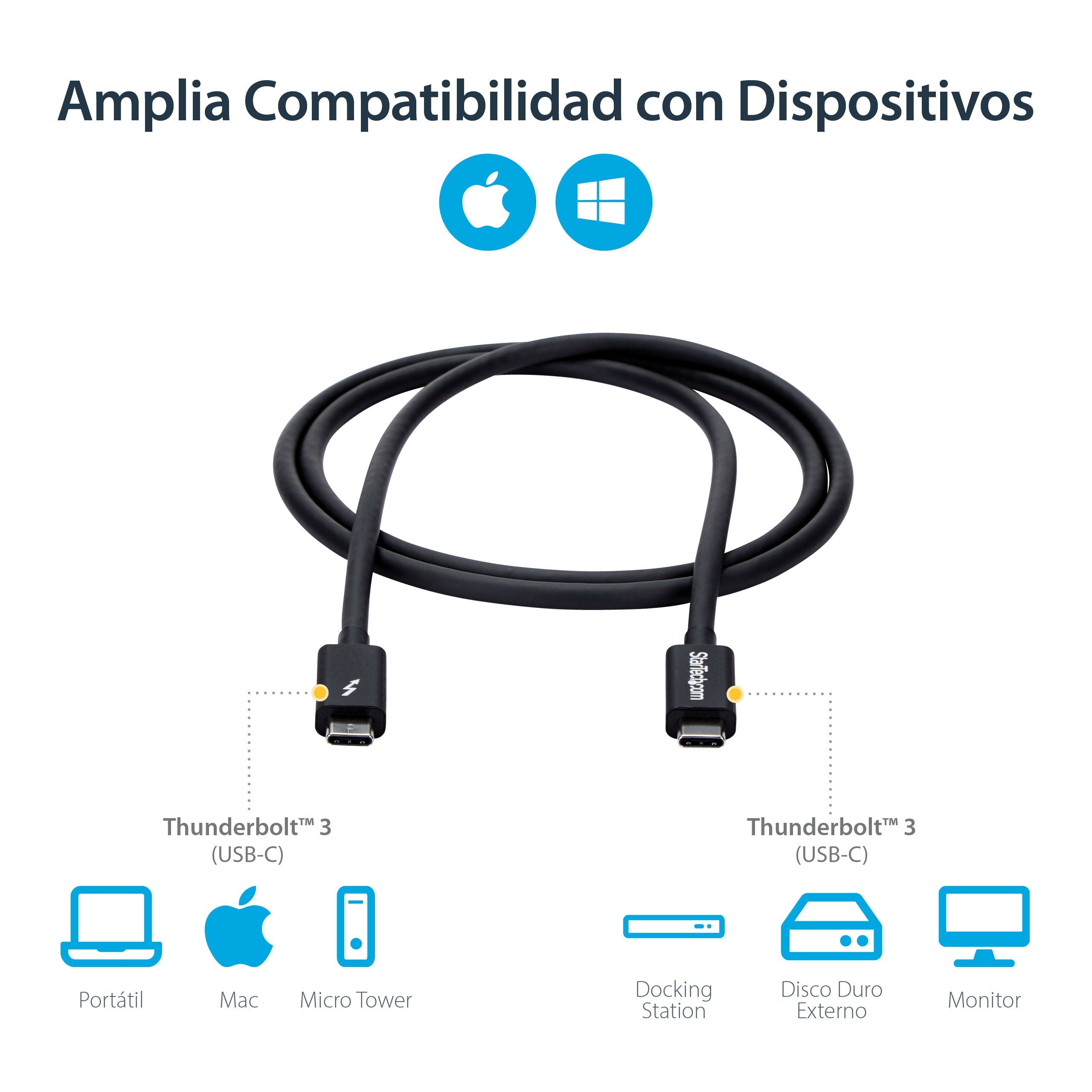 Startech Cable 1m Thunderbolt 3 Usb-C 40gbps