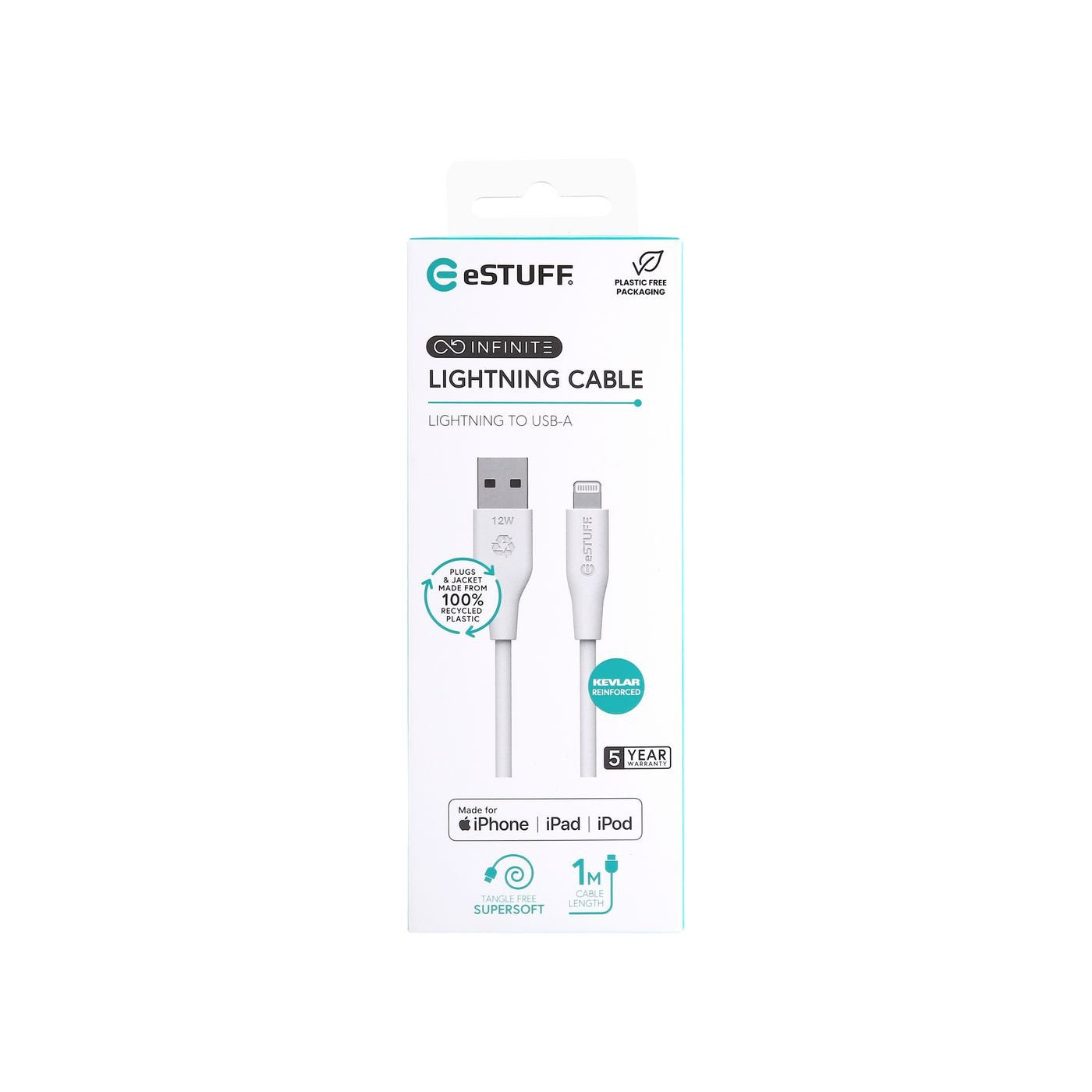 EAN 5715063032220 - eSTUFF ES601170 cable de conector Lightning 1 m Blanco imagen 2
