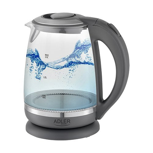 Hervidor De Agua Adler Ad 1286 2 L Gris, Transparente 2200 W