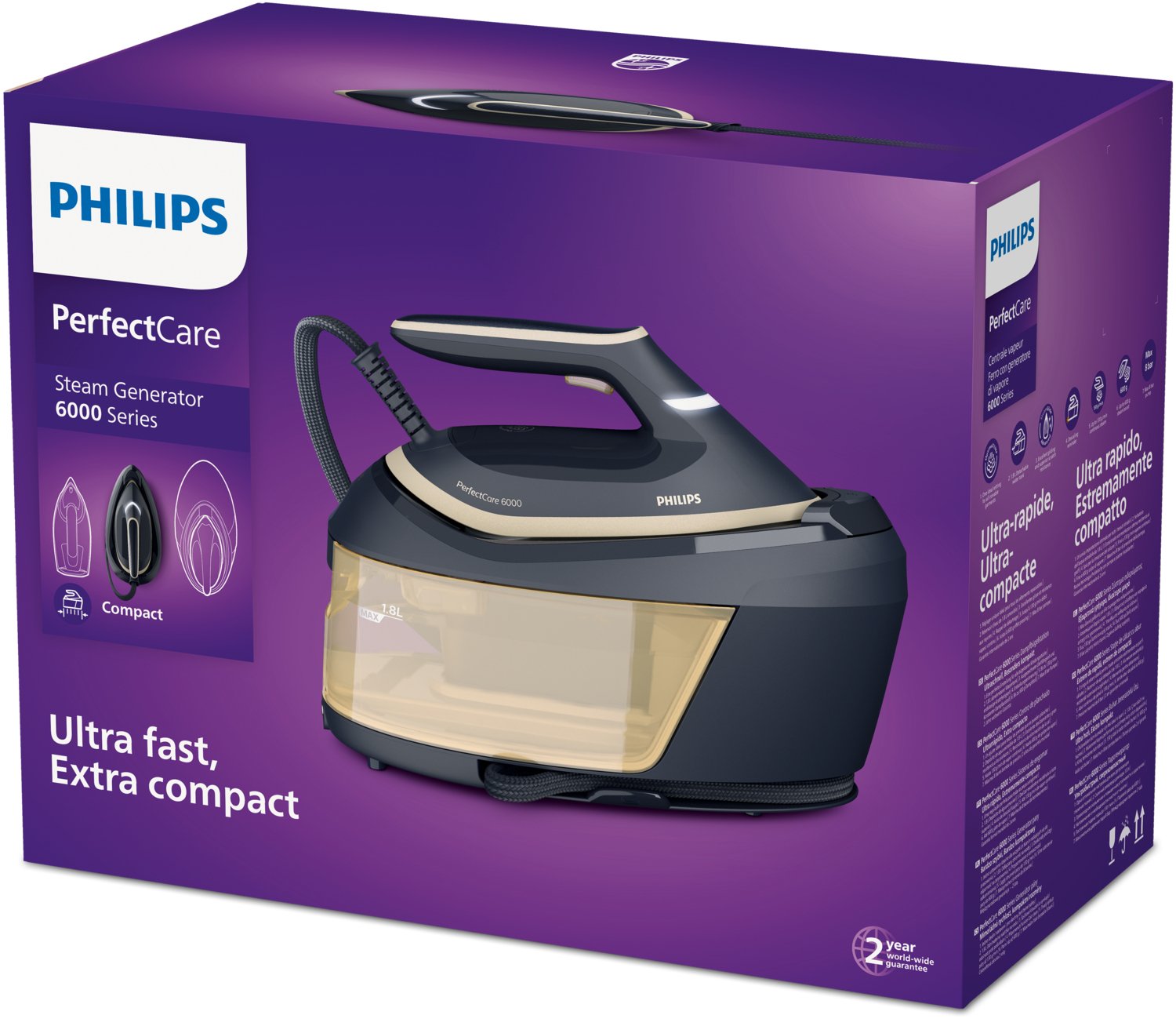 EAN 8720389004896 - Philips PSG6066/20 estación plancha al vapor 2400 W 1,8 L SteamGlide Advanced Azul, Oro imagen 8