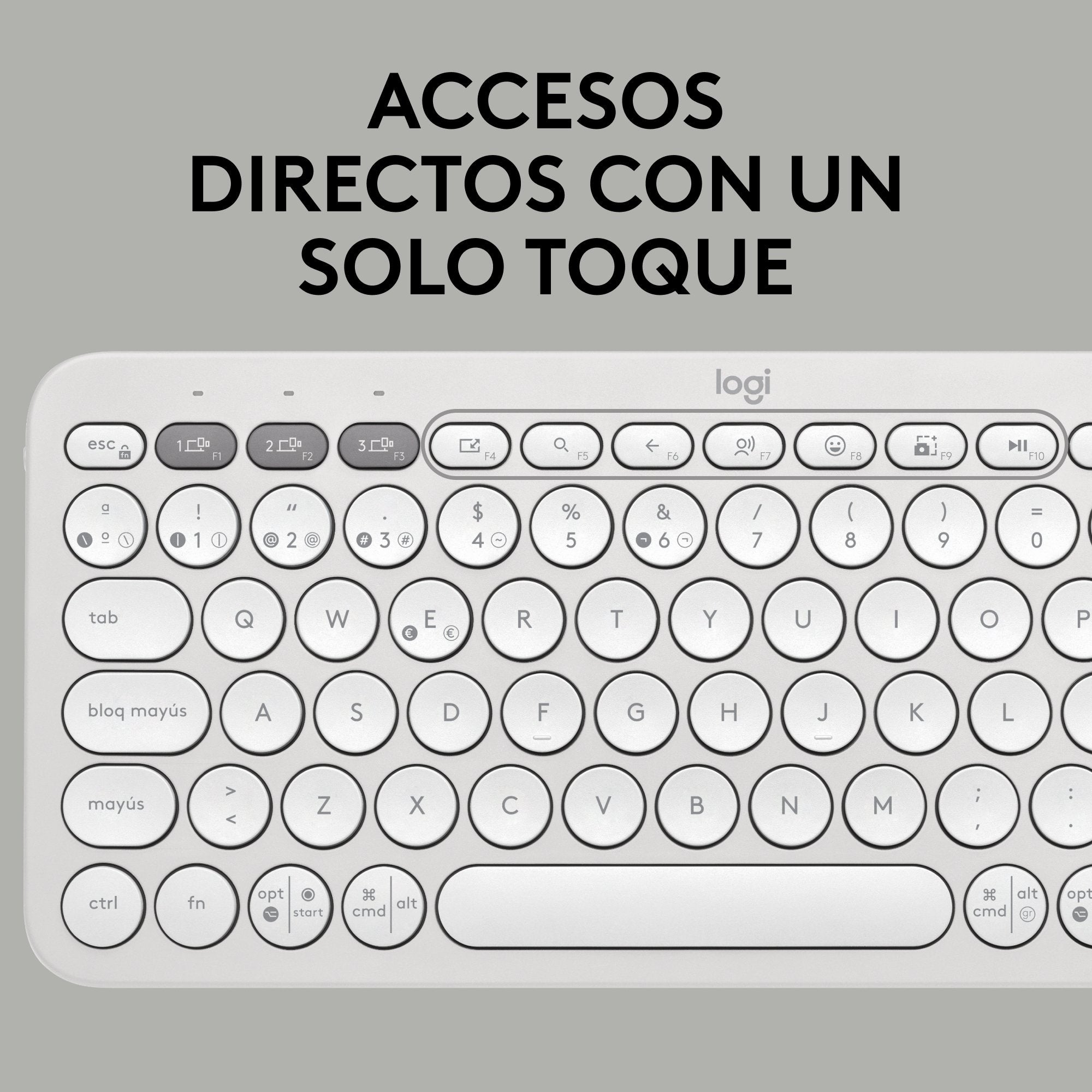 Teclado Logitech Pebble Keys 2 K380s Rf Wireless + Bluetooth Qwerty Blanco Español