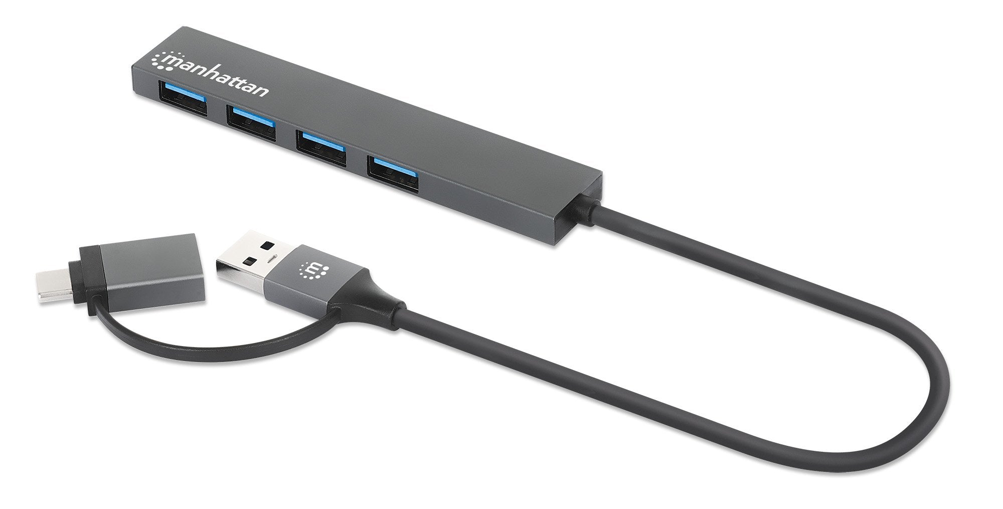 Manhattan Kombo-Hub 4port Usb 3.0 Typ-C Typ-A 4xusb-A Hchse
