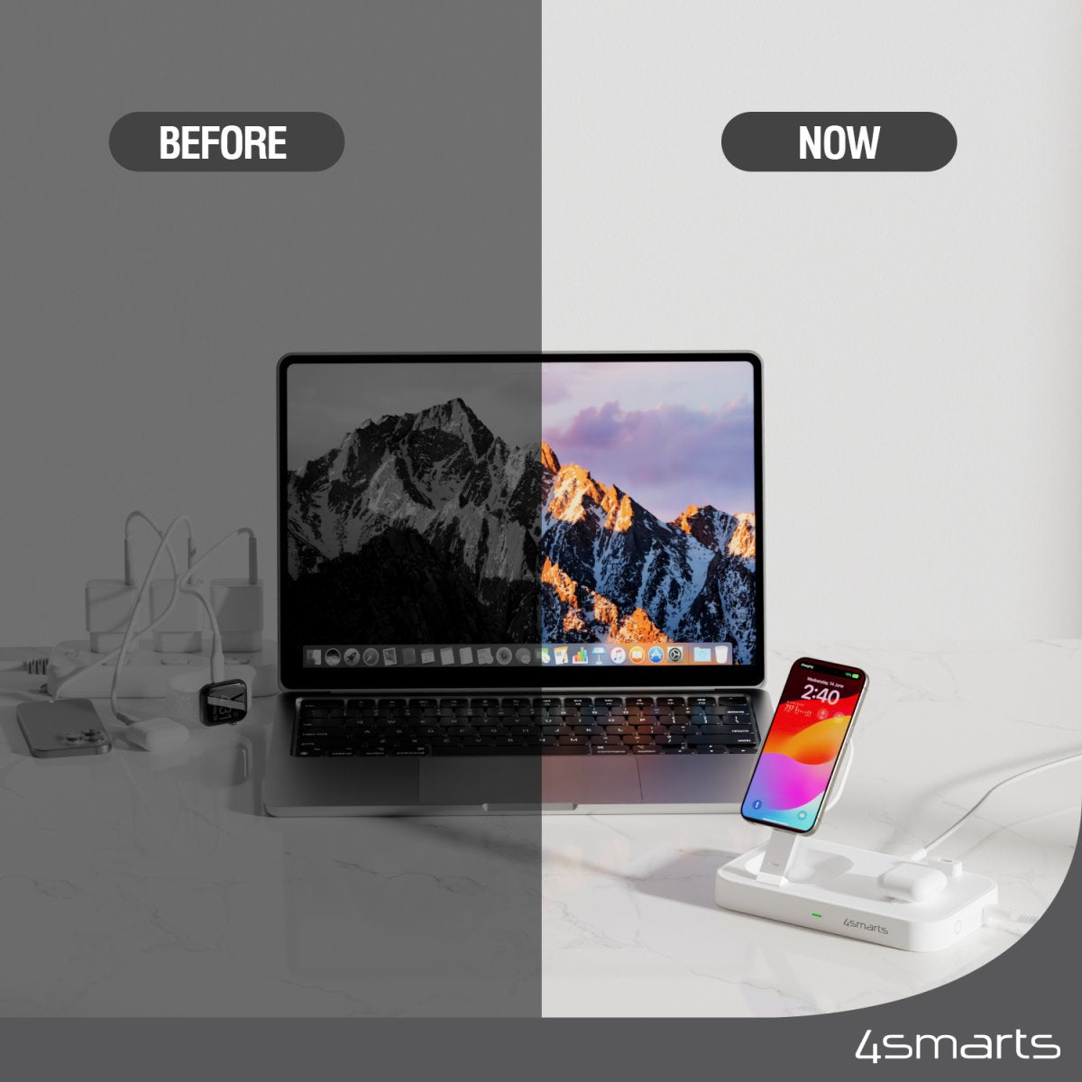 4smarts Qi2 Estación De Carga Trident Blanco