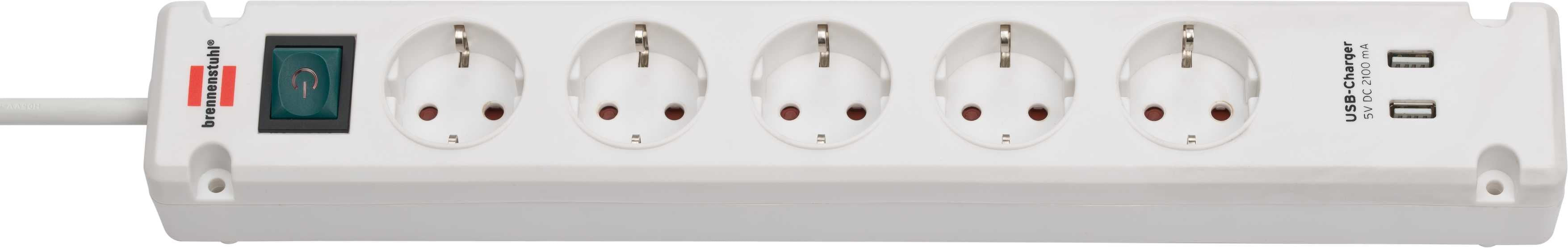Brennenstuhl Regleta 5 Salidas + 2 Usb Blanco