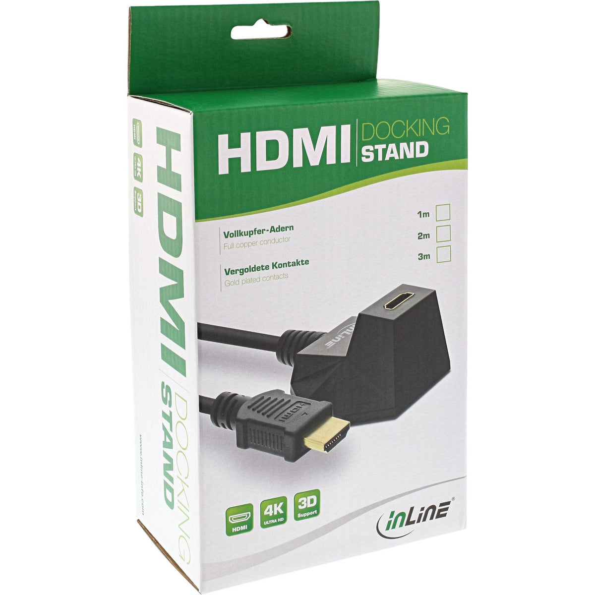 Estación Hdmi Inline, Cable Hdmi De Con Ethernet, M/F, Negro, Contactos Dorados, 3 M