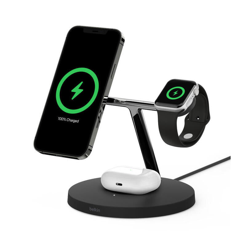 Belkin Drahtloses 3-In-1-Cargador Con Magsafe 15w, Negro