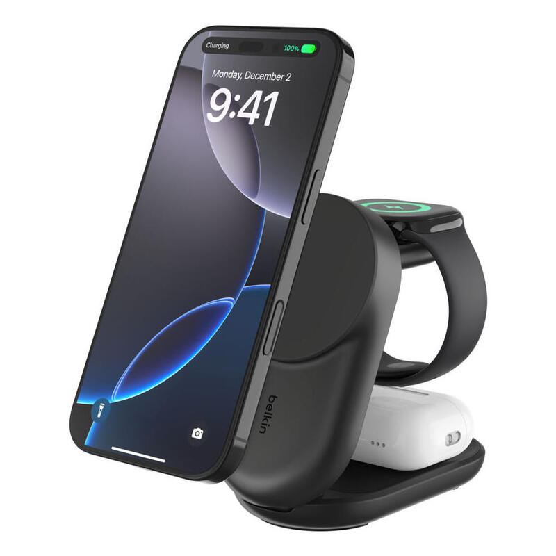 Belkin Ultracharge 25w Qi2 Magn. 3-In-1 Lad.Klappb.Sw. Wiz037kqbk