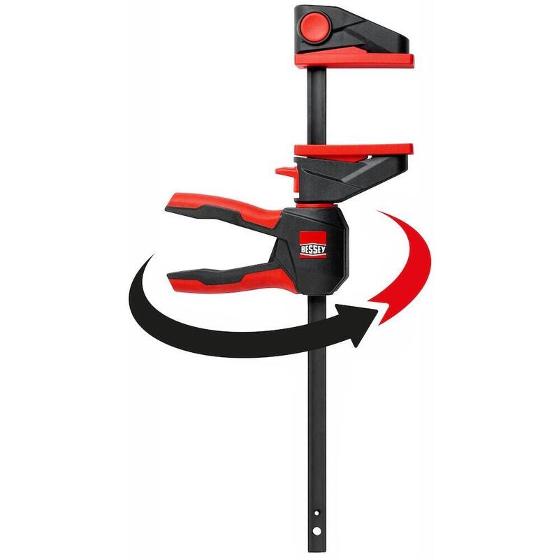 Bessey Abrazadera De Una Mano Con Mango Giratorio Ez360-15 Negro/Rojo, 150 / 80 Ez360-15
