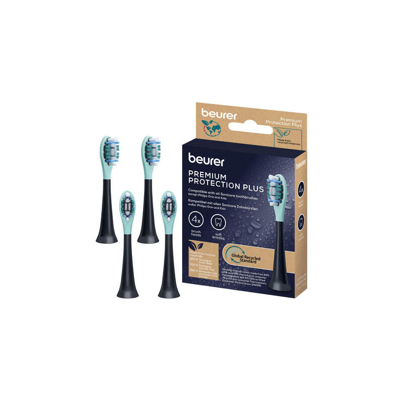Beurer Sc Premium Protection Plus Green Planet, Accesorio Para Cepillo Negro, Paquete De 4 10523