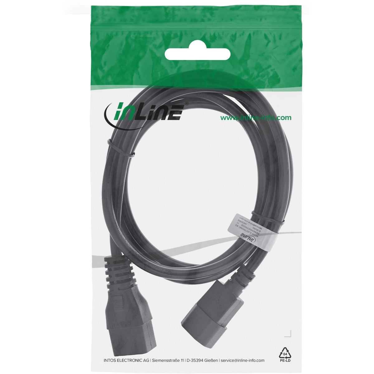Adaptador De Corriente Inline, Iec-60320 C14 A C19, 3x1,5mm², Máx. 10a, Negro, 0,5m