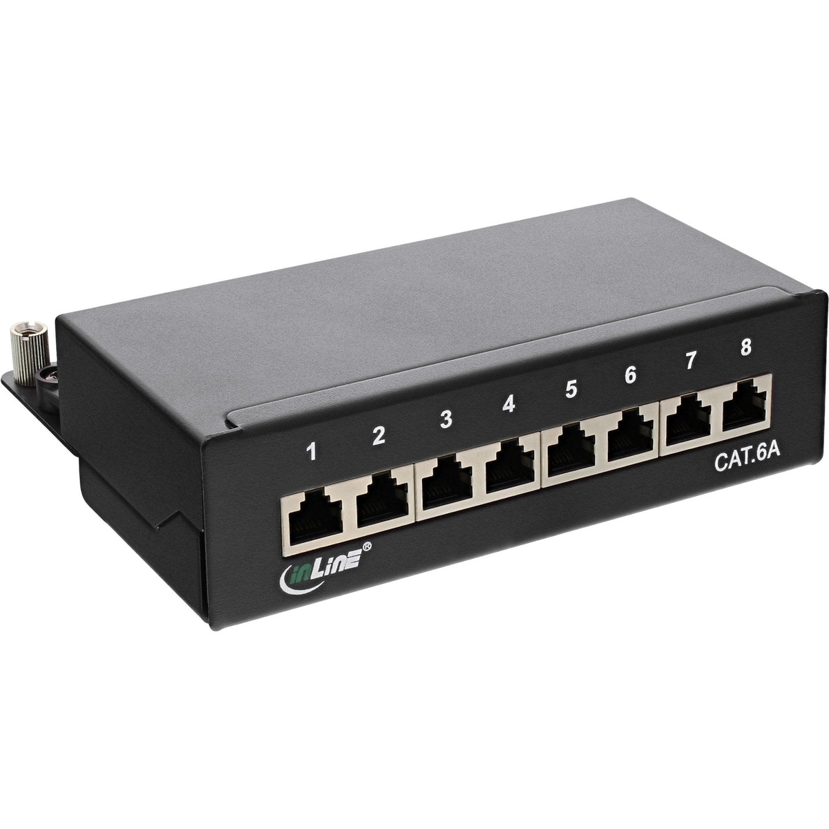 Inline Patch Panel Cat.6a Montaje De Mesa/Pared 8 Puertos Negro Ral9005