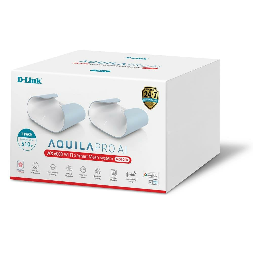 EAN 0790069474675 - D-Link M60-2 sistema Wi-Fi Mesh (Wi-Fi en malla) Doble banda (2,4 GHz / 5 GHz) Wi-Fi 6 (802.11ax) Blanco imagen 5