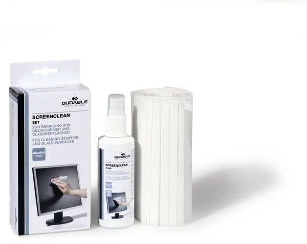 Durable Screenclean Set Líquido Y Paños Secos/Húmedos Para Limpieza De Equipos Lcd/Tft/Plasma 125 Ml