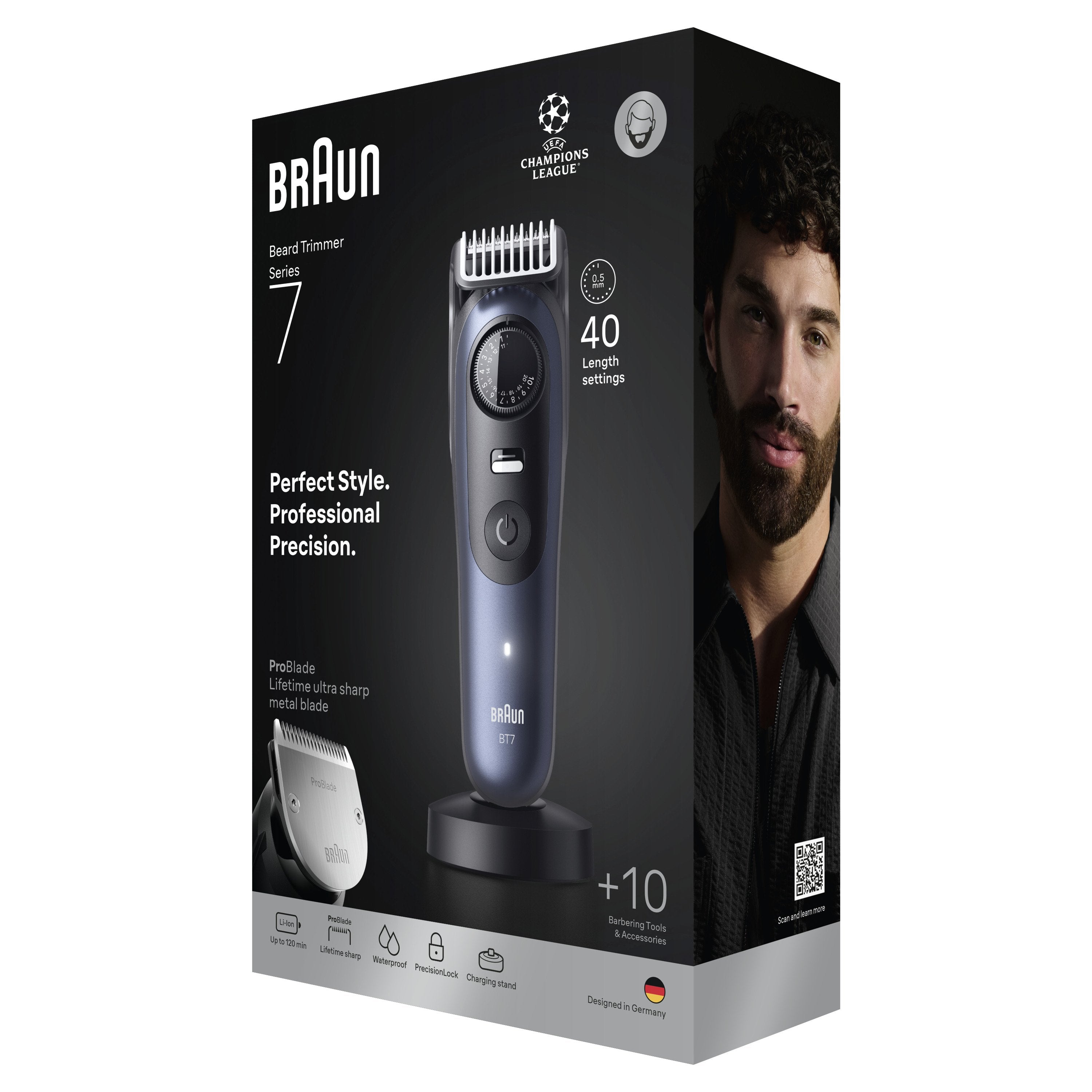 EAN 8700216428415 - Braun BeardTrimmer 7 80789809 depiladora para la barba AC/Batería 40 2 cm Mojado y seco Azul oscuro imagen 4
