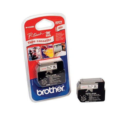 Original Brother Cinta Rotuladora Blanco/Rojo 8m 9mm P-Touch/65/85/110