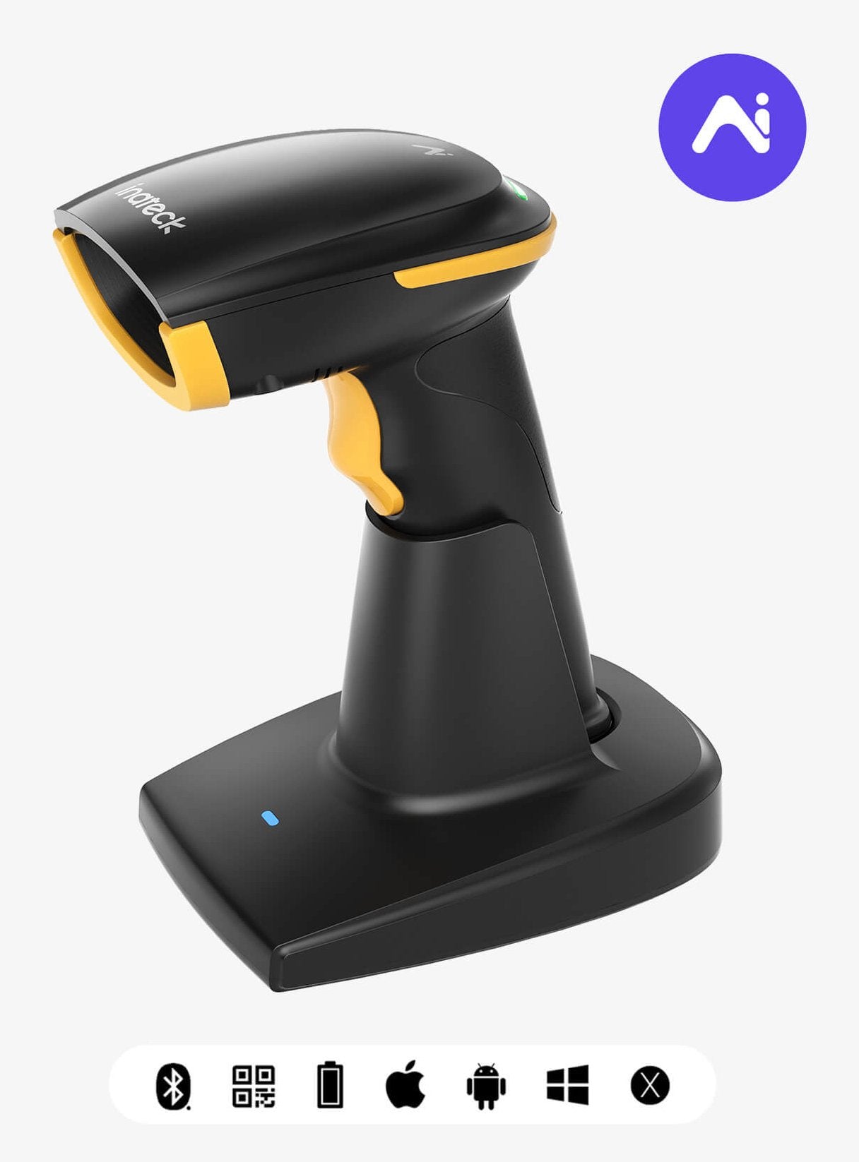 EAN 6976521111256 - Inateck BCST-36 Lector de códigos de barras portátil 2D CMOS Negro, Amarillo imagen 1