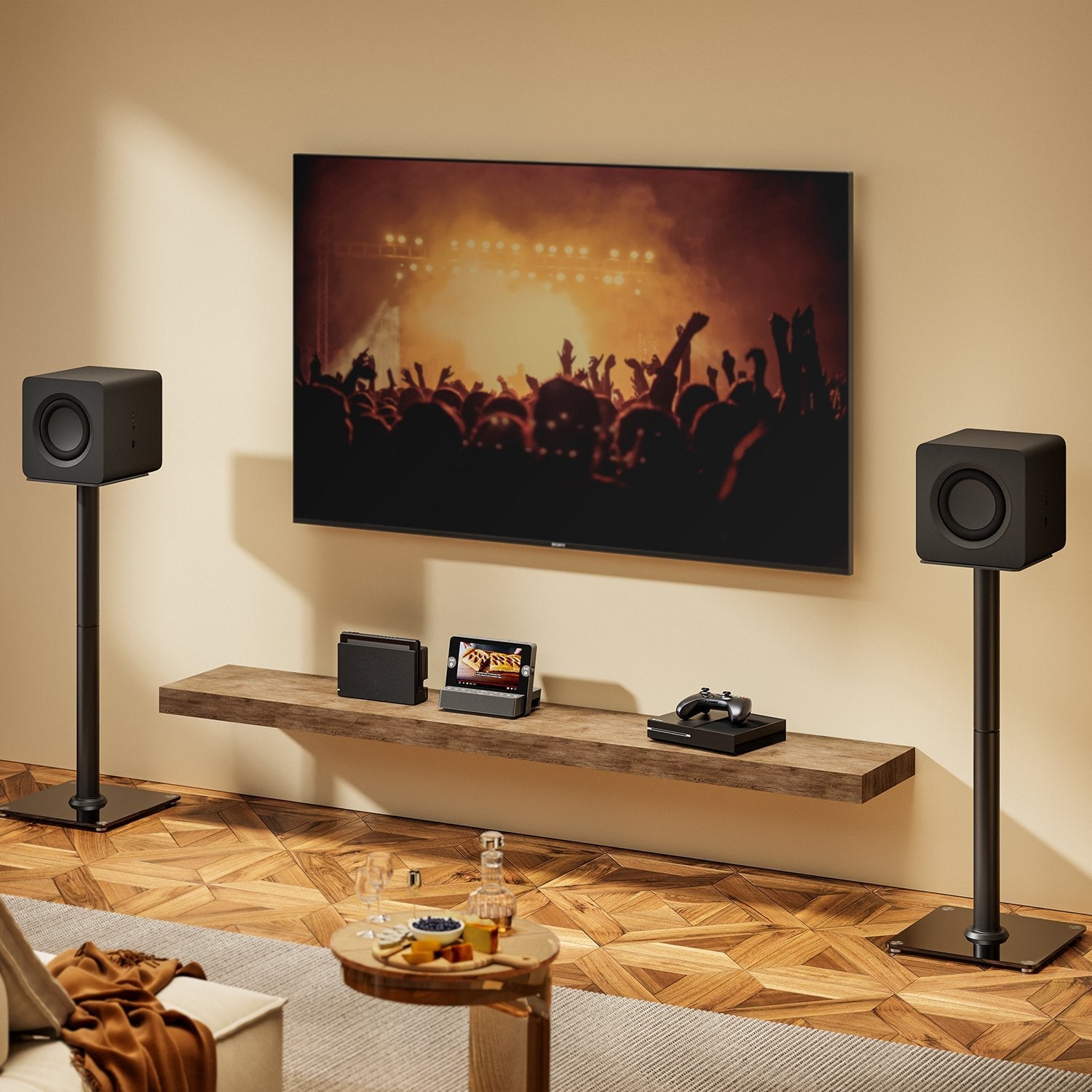 Aisens Soporte Universal De Suelo Para Altavoces, Negro