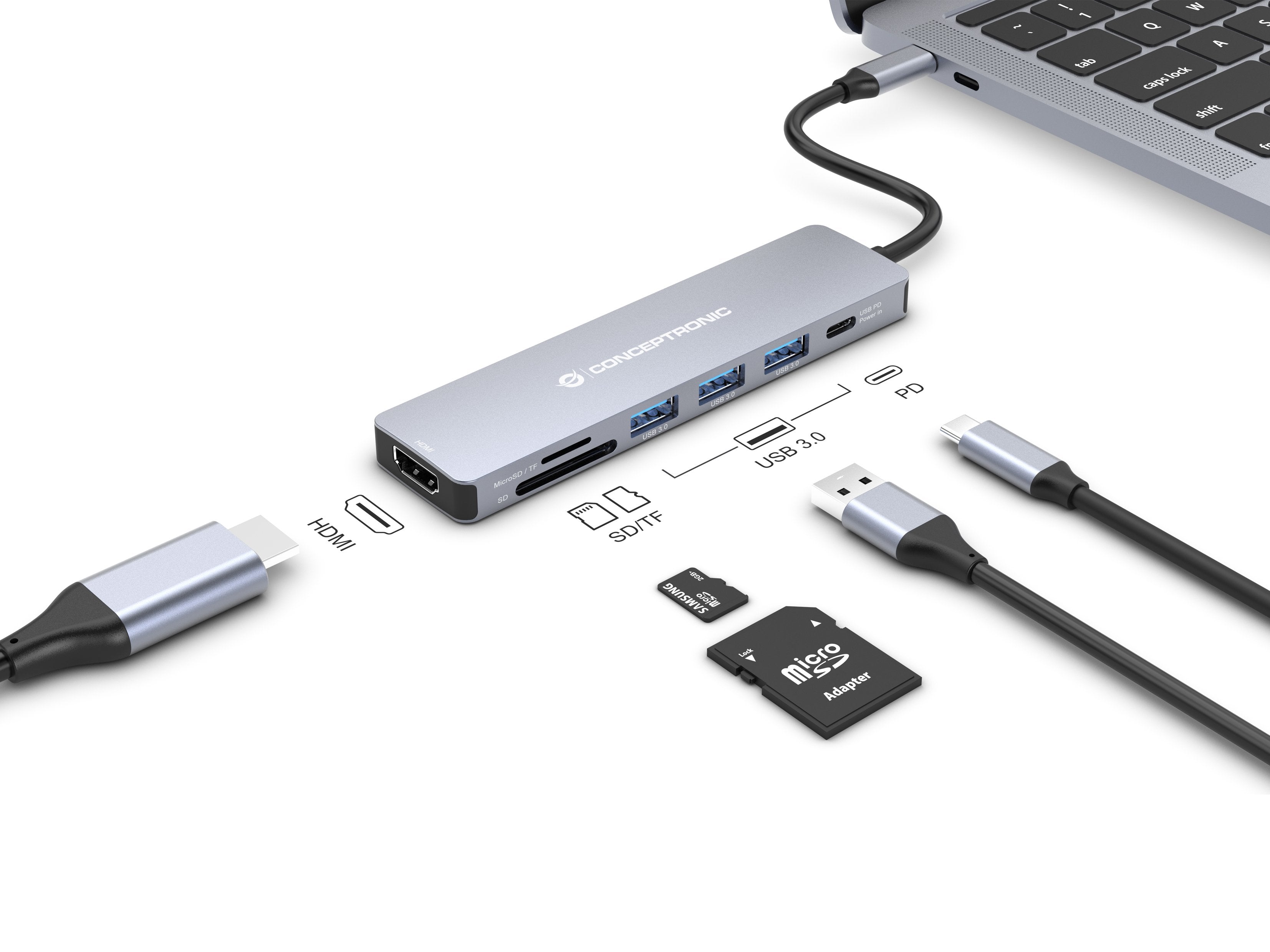 EAN 4015867230886 - Conceptronic DONN19G base para portátil y replicador de puertos Alámbrico USB 3.2 Gen 1 (3.1 Gen 1) Type- imagen 7