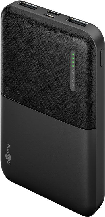 Goobay Power Bank Compacto 5.000 Mah Negro, 5 Ah, 2x Usb-A, 1x Usb-C 64961