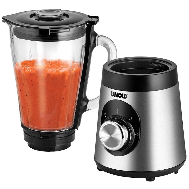 Batidora De Vaso Unold 78625 1,5 L 500 W Negro, Acero Inoxidable, Batidora Depie Acero Fino/Negro, Batidora De Vaso, 1,5 L, Función De Impulso, Picahielos, 500 W, Negro, Acero Inoxidable