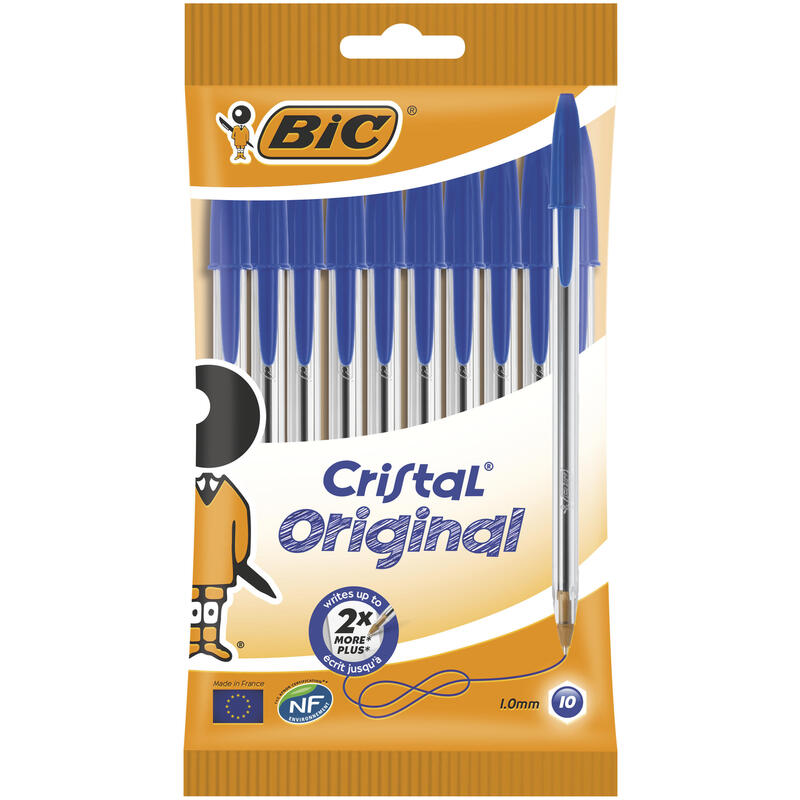 Bic Blister De 10 Unidades - Boli Bic Cristal Azul - Punta 1.0mm