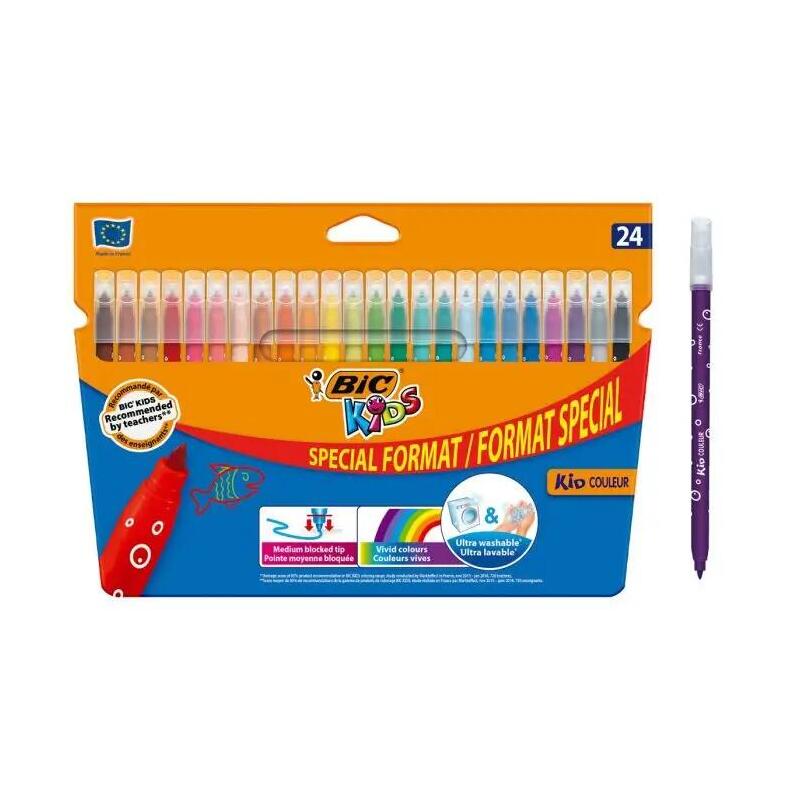 Bic Kids Couleur Pack De 24 Rotuladores - Punta Mediana - Lavable - Colores Surtidos