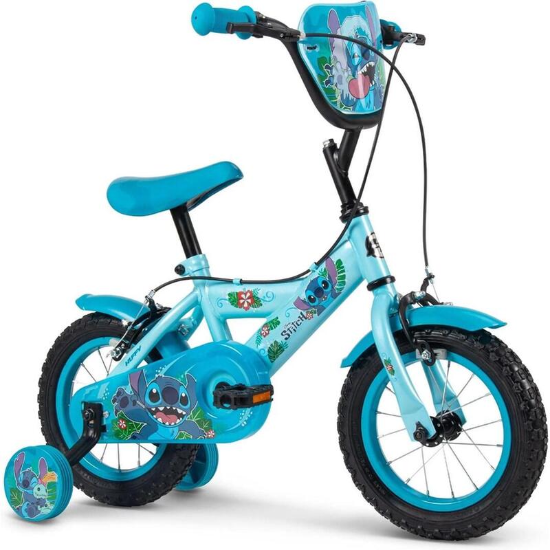 Bicicleta Huffy Infantil Disney Stitch De 3 A 5 Años De Edad, Frenos Dobles De Pinza De Freno, Ruedas Estabilizadoras Extraíbles Azul 22385w