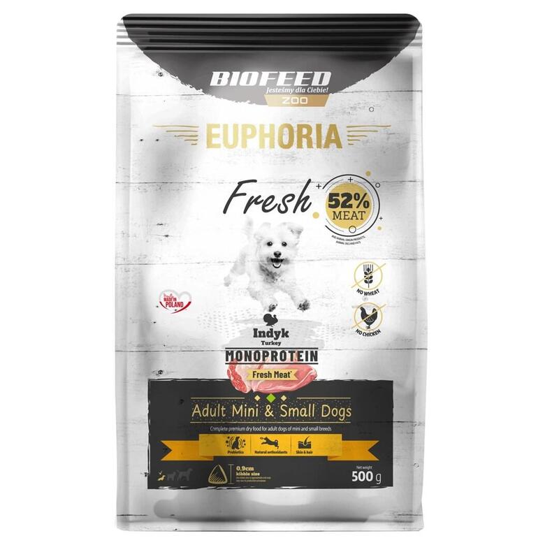 Biofeed Euphoria Fresh Adult Turkey Monoprotein Xs/S - Dry Dog Food - 500g