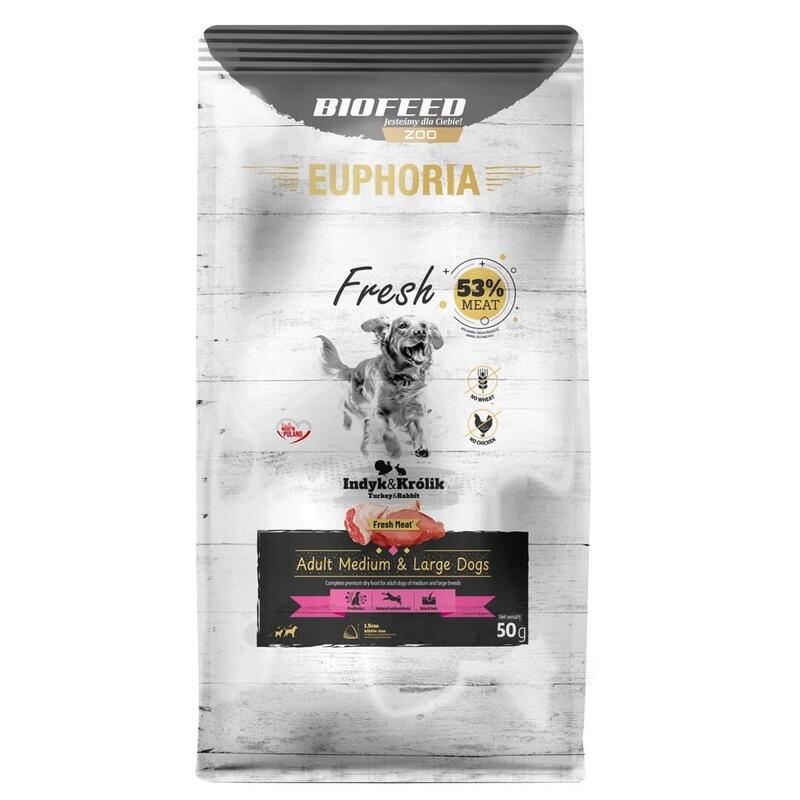 Biofeed Euphoria Fresh Adult Turkey With Rabbit M/L - Alimento Seco Para Perros - 50g