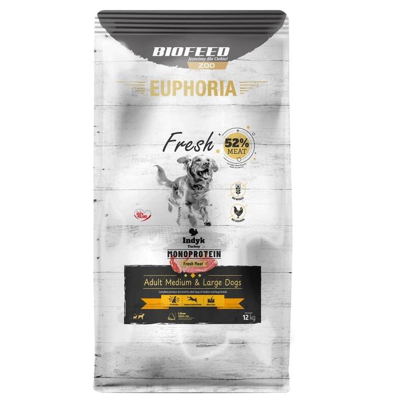 Biofeed Euphoria Fresh Meat Adult Medium & Large Indyk Monoprotein 12kg