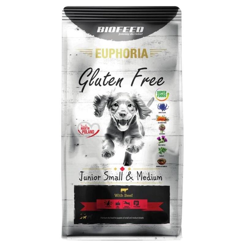 Biofeed Euphoria Gluten Free Junior Small & Medium Beef - Alimento Seco Para Perros - 12kg