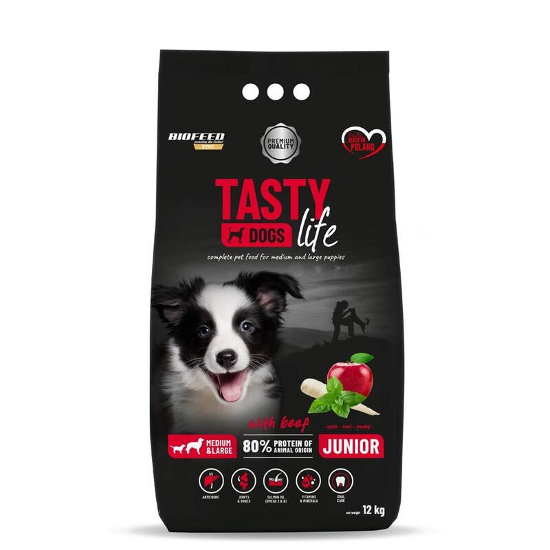 Biofeed Tasty Life Junior Medium And Large Beef - Dry Dog ??Food - 12kg