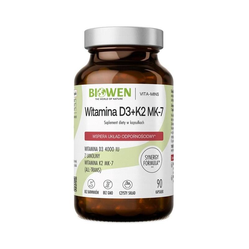 Biowen Vitaminas D3 + K2 Mk-7 Complemento Alimenticio Para Personas 90 Cápsulas