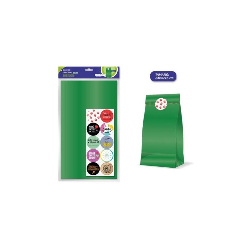 Bismark Pack De 10 Sobres Papel Kraft 50grs Con 10 Pegatinas Para Cierre - Medidas 24x42x6cm - Ideal Para Regalos -