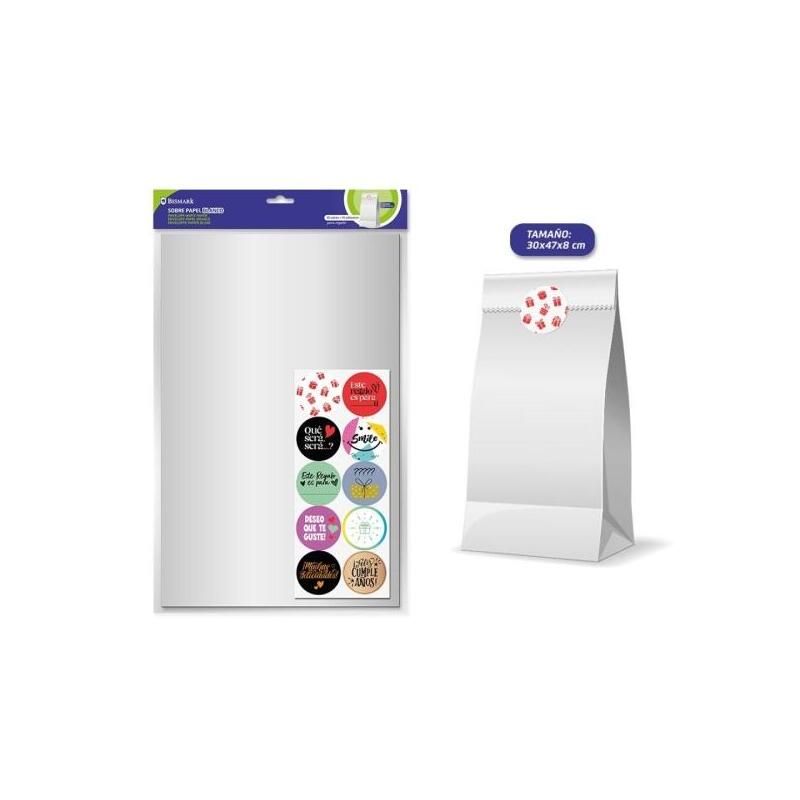 Bismark Pack De 10 Sobres Papel Kraft 50grs Con 10 Pegatinas Para Cierre - Medidas 30x47x8cm - Ideal Para Regalos -