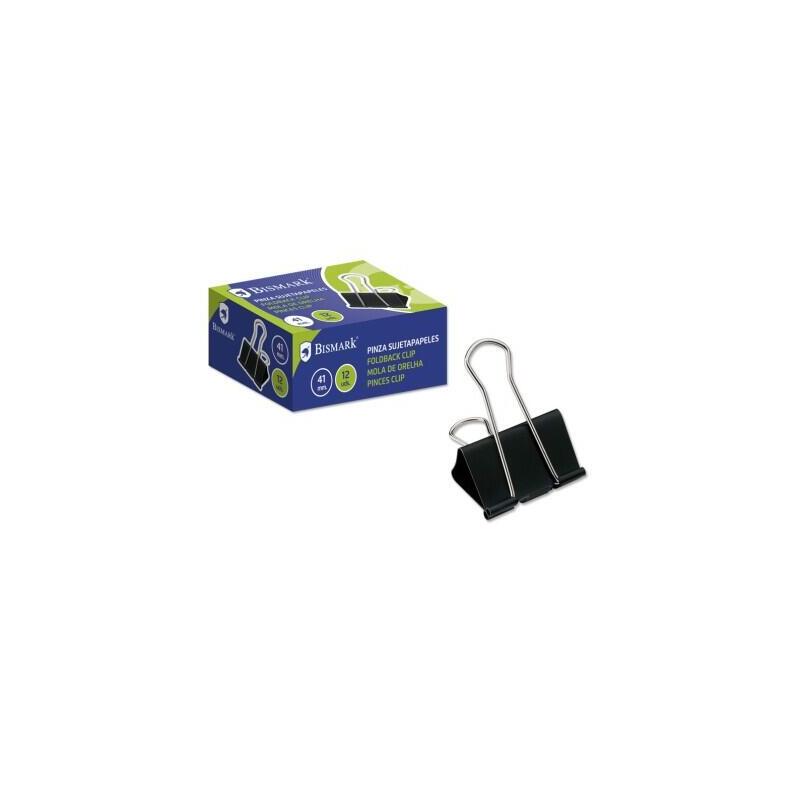 Bismark Pinza Sujetapapeles Metalica De 41mm - Pala Abatible - Color Negro