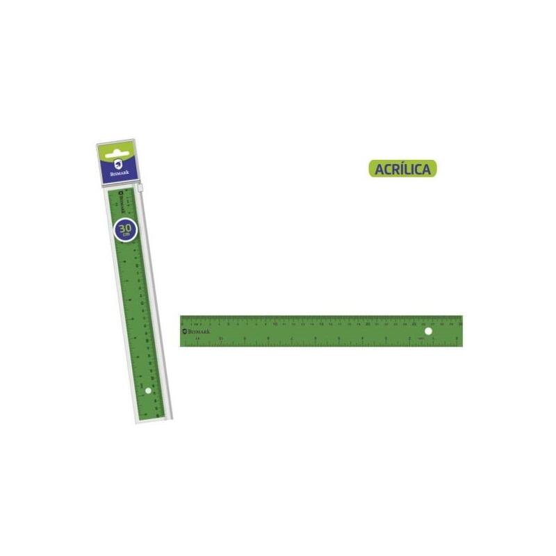 Bismark Regla Acrilica 30cm - Alta Calidad - Funda Con Cierre - Verde