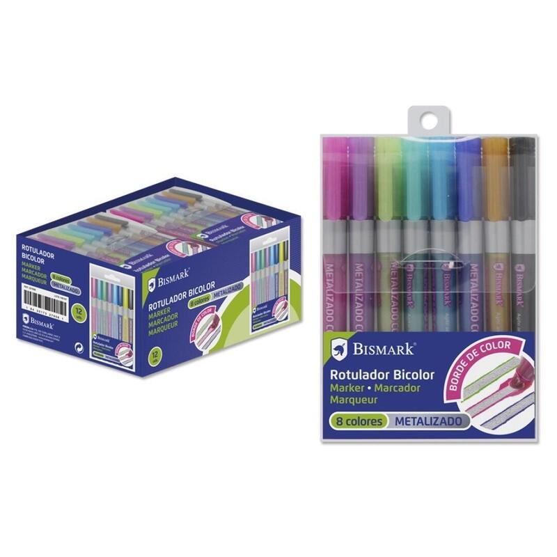 Bismark Rotulador Bicolor Metal + Neon Pastel 8 Colores Blister