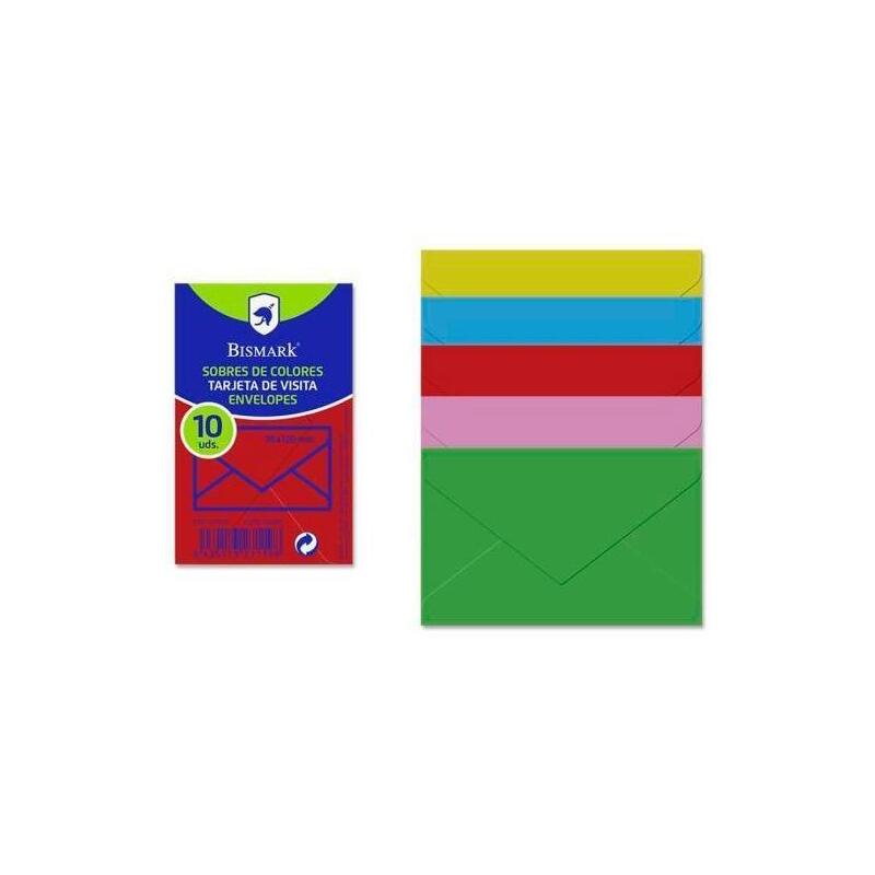 Bismark Sobre De Papel 90gr 76x120mm Colores 10 Sobres Surtidos