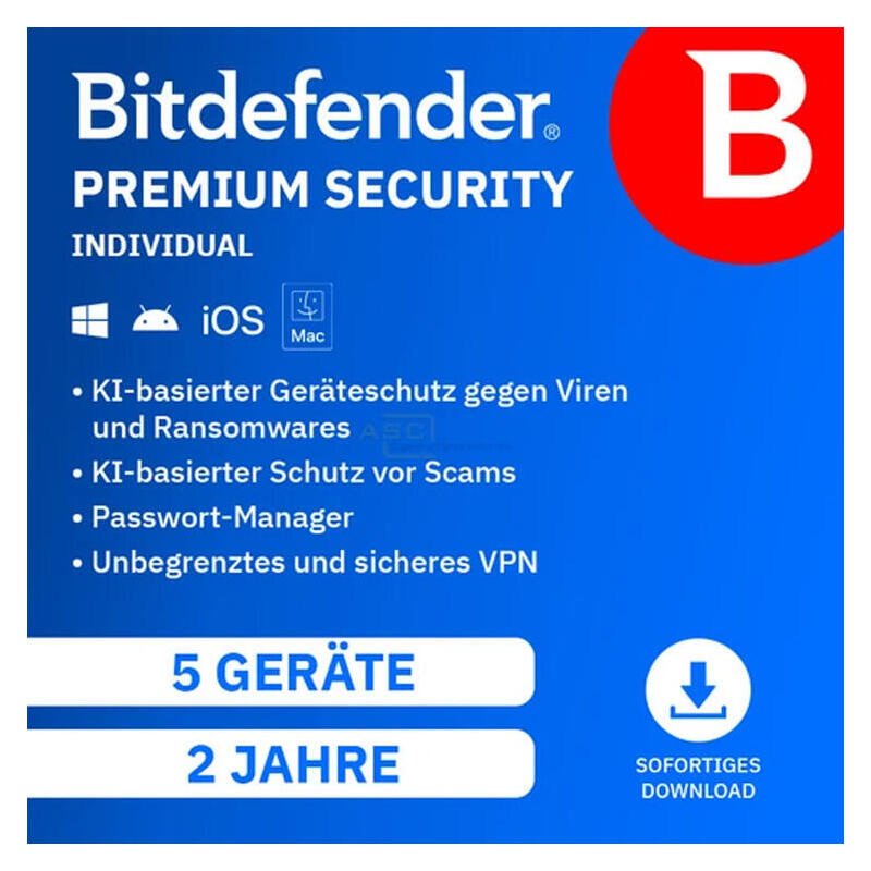 Bitdefender Premium Security Individual (5 Dispositivos - 2 Años) Dach Esd - Licencia Electrónica