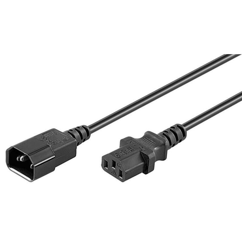 Black Power Cable C14f To - C13m, 1,8m - Warranty: 300m