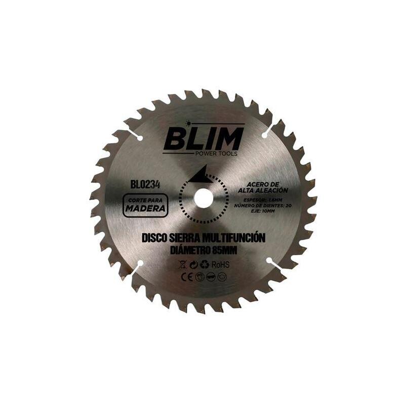 Blim Disco Corte De Madera Para Sierra Multifuncion 85mm - 20 Dientes Con Recubrimiento En Carburo De Tungsteno