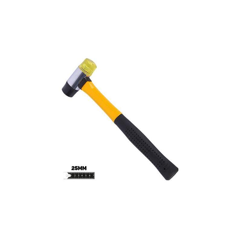 Blim Martillo Antirrebote De Doble Cara De Golpeo - 25mm - Cara De Poliuretano Y Nylon - Mango De Fibra De Vidrio - Color Negro