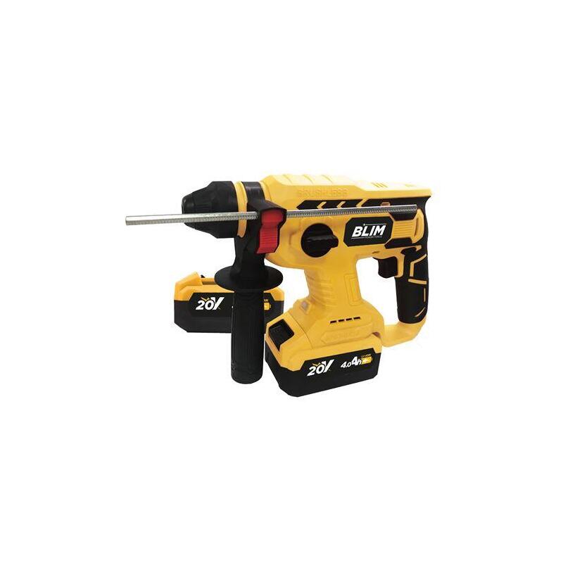 Blim Martillo Perforador A Bateria 20v 4ah - Motor Sin Escobillas - Energia De Impacto 2.2 Julios - Velocidad 0-1400rpm - Incluye 2 Baterias Y Maletin De Transporte