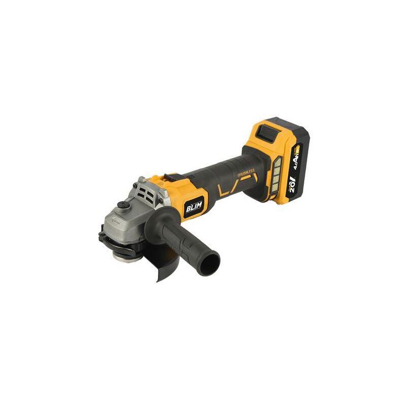 Blim Radial 115mm S/Carbones 20v - Bateria 4ah - Velocidad Variable - Maletin De Transporte - Color Amarillo