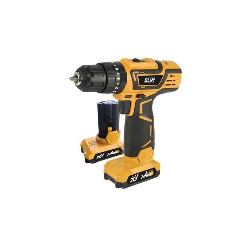 Blim Taladro Percutor A Bateria 20v 2ah - Incluye 2 Baterias - 32nm Par Maximo - 2 Velocidades 0-400/0-1500rpm - Color Amarillo