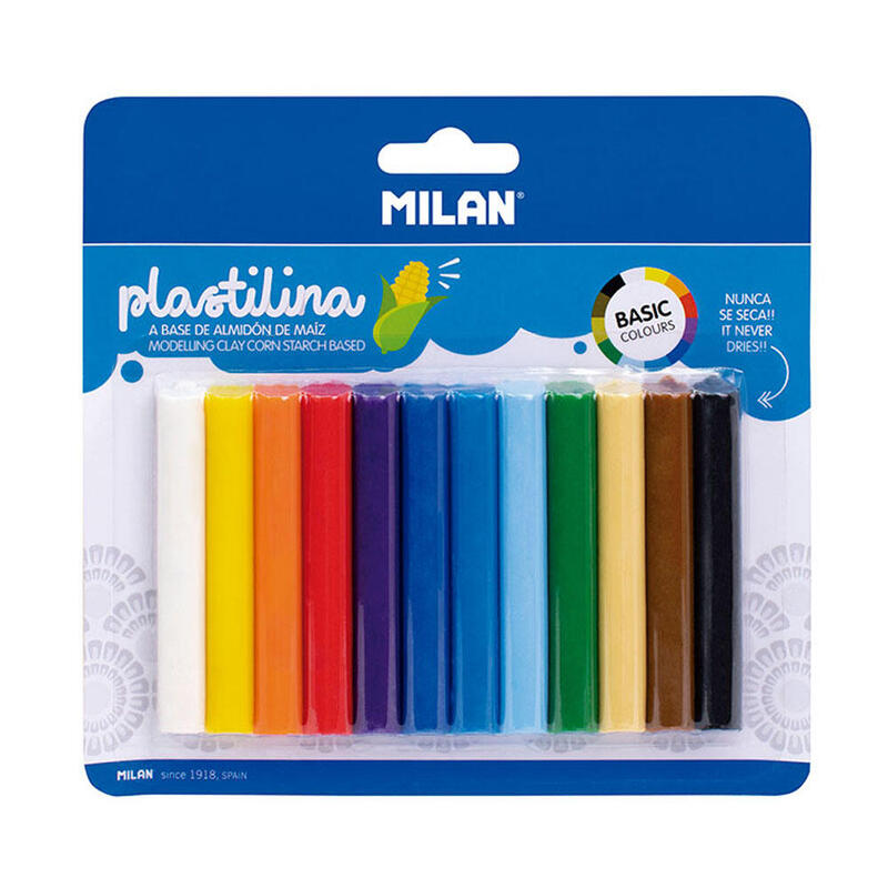 Blíster 12 Barritas Plastilina De Colores 140g Milan
